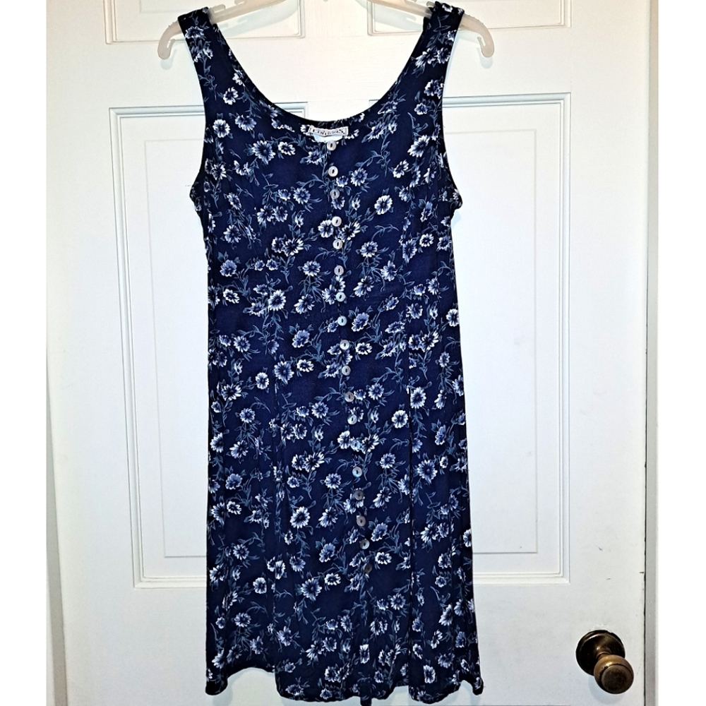 Women’s sleeveless button up tank dress formal floral vintage party work sexy